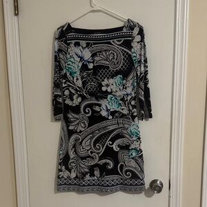 White House Black Market Black and White Geometric Dress